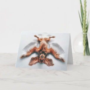 Cartão Birthday Irish Setter Snow Angel