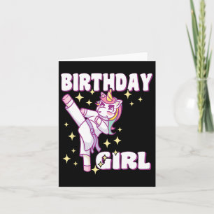 Cartão Birthday Karate Unicorn Girl