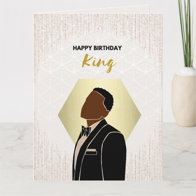 Cartão Birthday King | Cartão-saudação preto (Frente)