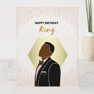 Cartão Birthday King   Cartão-saudação preto