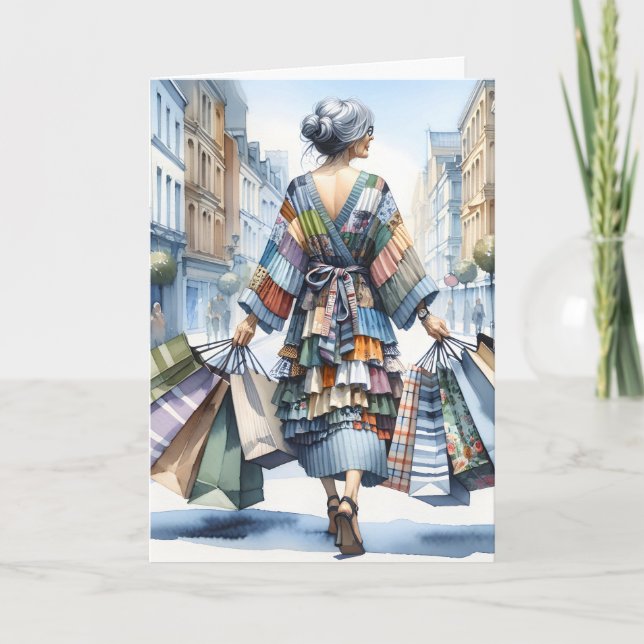 Cartão Birthday Lady Shopper (Frente)