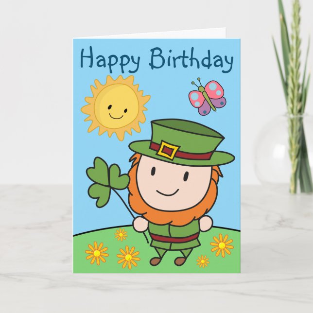 Cartão Birthday Leprechaun (Frente)