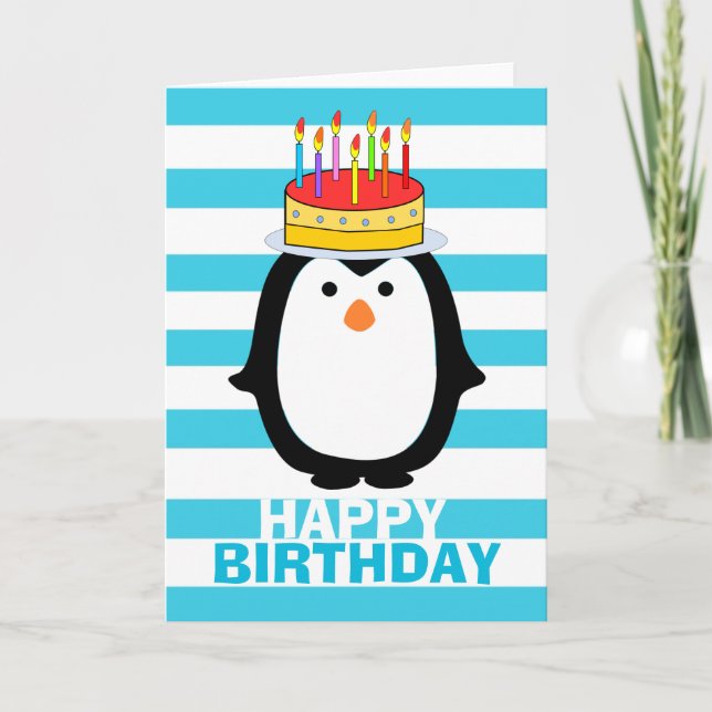 Cartão Birthday Penguin (Frente)