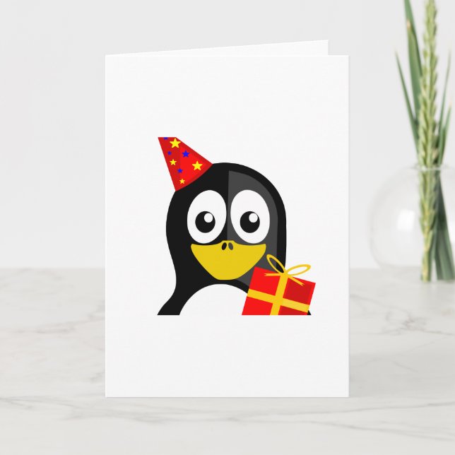 Cartão Birthday Penguin (Frente)