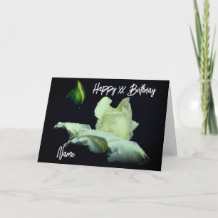 Cartão Birthday Personalizado do Flor Branco Rosebud