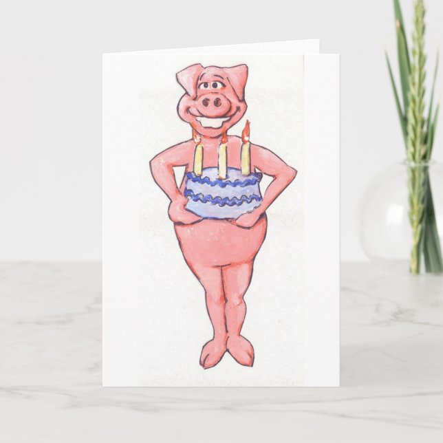 Cartão Birthday Pig (Frente)