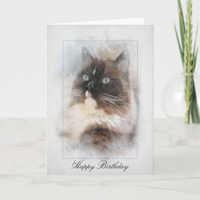 Cartão Birthday Ragdoll Cat (Frente)