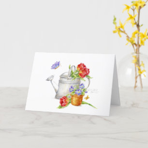 Cartão Birthday Religious Tulip Watering Can Card