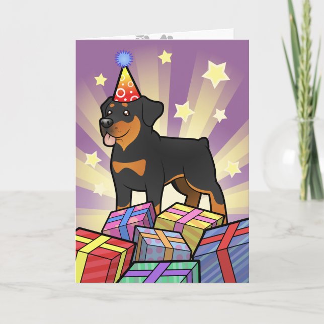 Cartão Birthday Rottweiler (Frente)