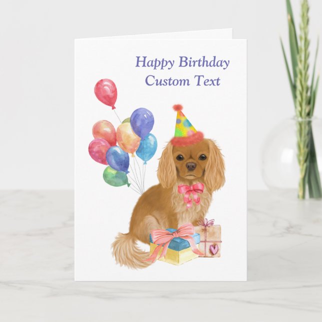 Cartão Birthday Ruby Cavalier King Charles Spaniel (Frente)
