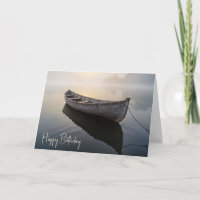 Birthday Rustic Old Rowboat em um lago
