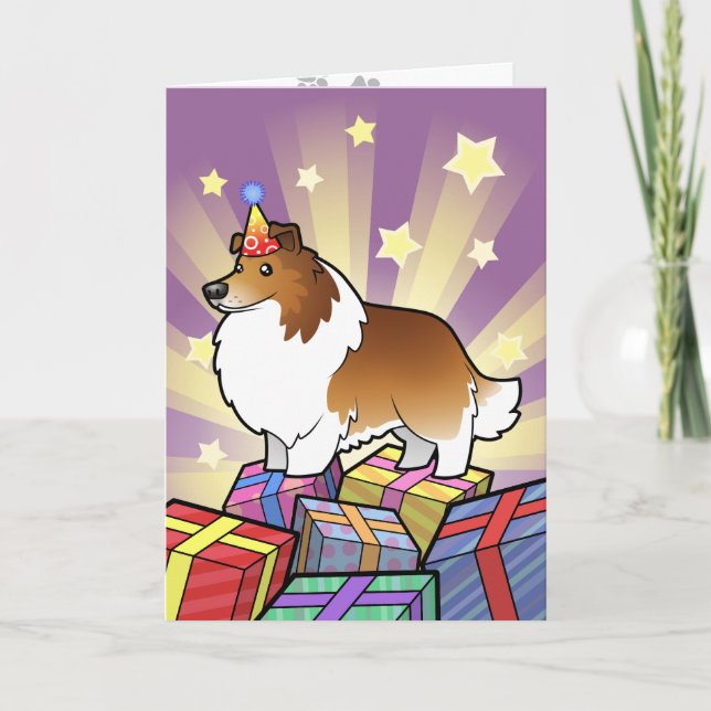 Cartão Birthday Shetland Sheepdog / Collie (Frente)