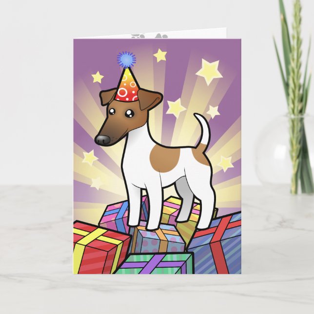 Cartão Birthday Smooth Fox Terrier (Frente)
