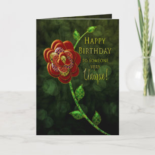 Cartão Birthday - Someone Very Unique - Patchwork Rose