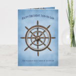 Cartão Birthday, Son-in-Law, Ship's Wheel, Helm<br><div class="desc">See same and/or similar image on other greeting cards,  mugs,  T-Shirts</div>