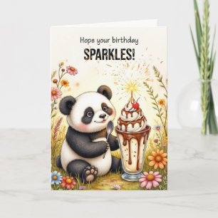 Cartão Birthday Sparkles Panda com Sorvete Sundae