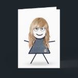 Cartão Birthday Stick Figure Girl for Sister<br><div class="desc">Bonita vaquinha com cabelo louro,  óculos e vestido azul denim em fundo branco para o aniversário da irmã.</div>