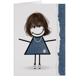 Cartão Birthday Stick Girl com tênis