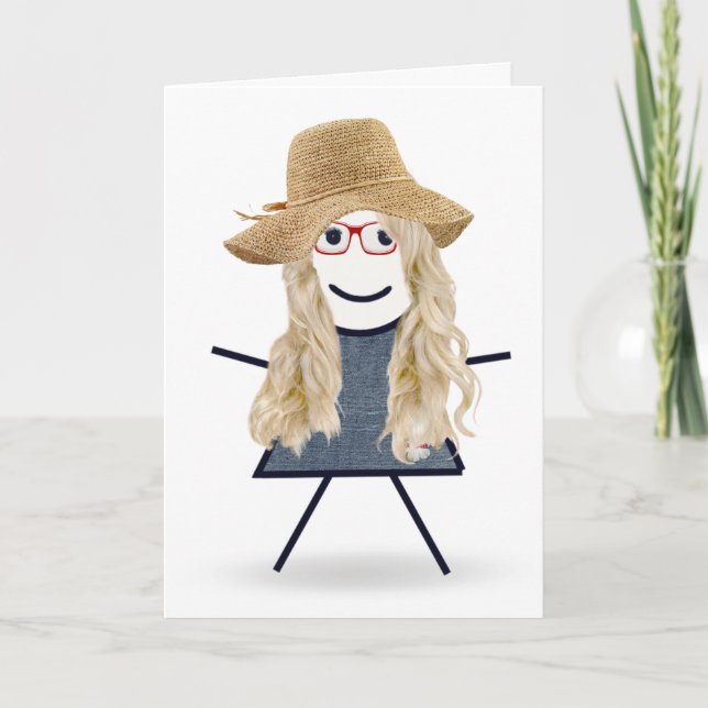 Cartão Birthday Stick Girl With Hat (Frente)