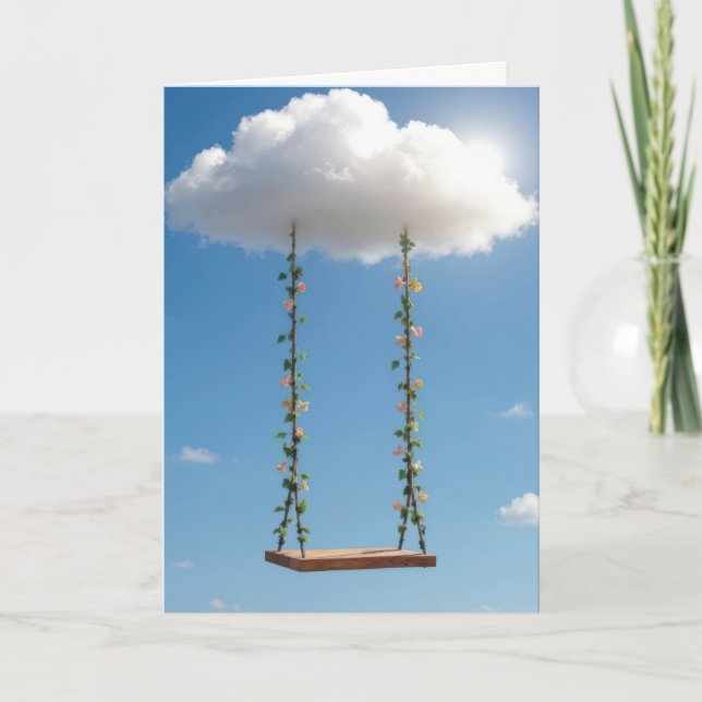 Cartão Birthday Swing Hanging From a Cumulus Cloud (Frente)