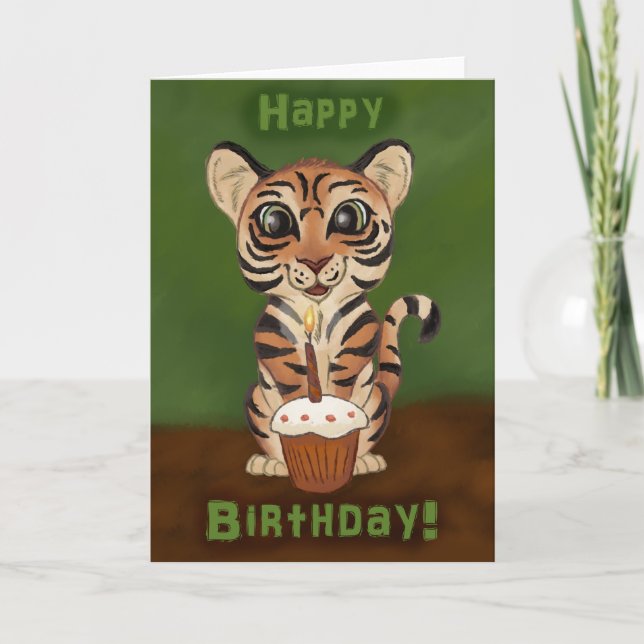 Cartão Birthday Tiger (Frente)