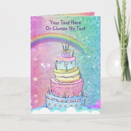 Cartão Birthday Unicorn Rainbow Purple Pink Glitter Ombre