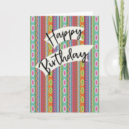 Cartão Birthday with Colorful Patterned Stripes