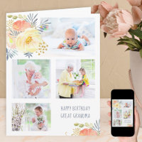 Bisavó 4 Foto Floral Pêssego Amarelo Aniversário