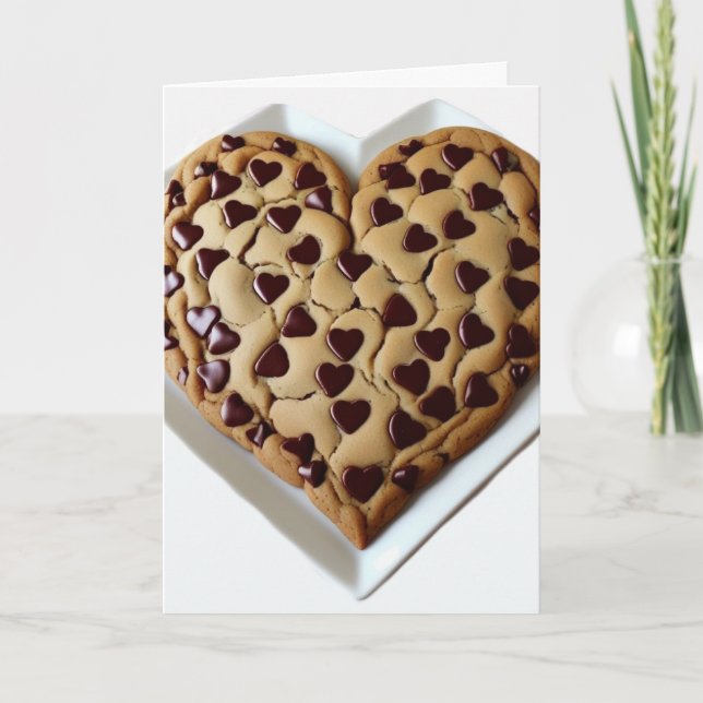 Cartão Biscoito com gotas de chocolate em forma de coraçã (Frente)