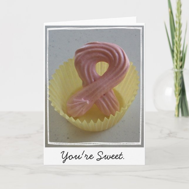 Cartão Biscoito cor-de-rosa da fita (Frente)