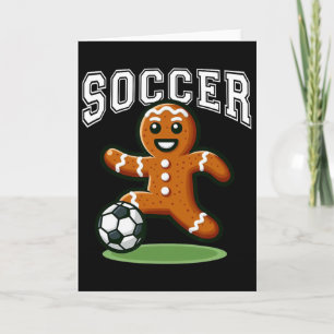 Cartão Biscoito de gengibre de futebol jogando futebol Na