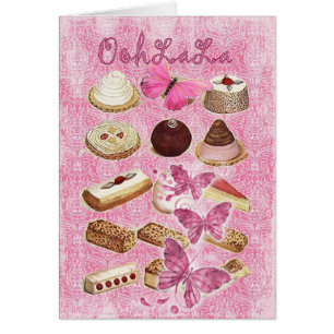 Cartão biscoitos cor-de-rosa do cupcake da pastelaria