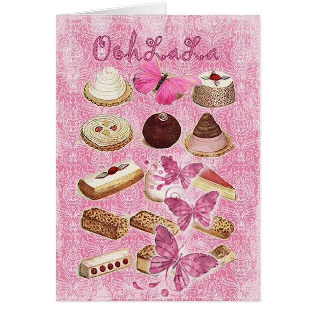 Cartão biscoitos cor-de-rosa do cupcake da pastelaria (Frente)