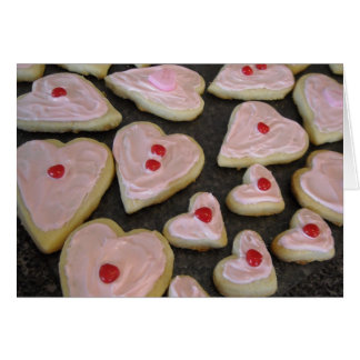 Cartão Biscoitos Coração Rosa