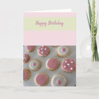 Cartão Biscoitos de Aniversário Brancos e Rosas
