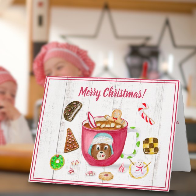 Cartão Biscoitos de Gengibre com Chocolate em Aquarela Fe (A sweet holiday card that will bring joy to all!)