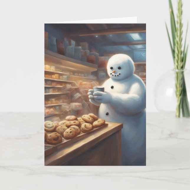 Cartão Biscoitos de Natal e saudação de cacau do boneco d (Frente)