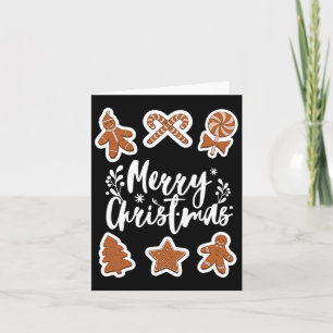 Cartão Biscoitos de Natal Feliz Pão Gingerido Homem Árvor
