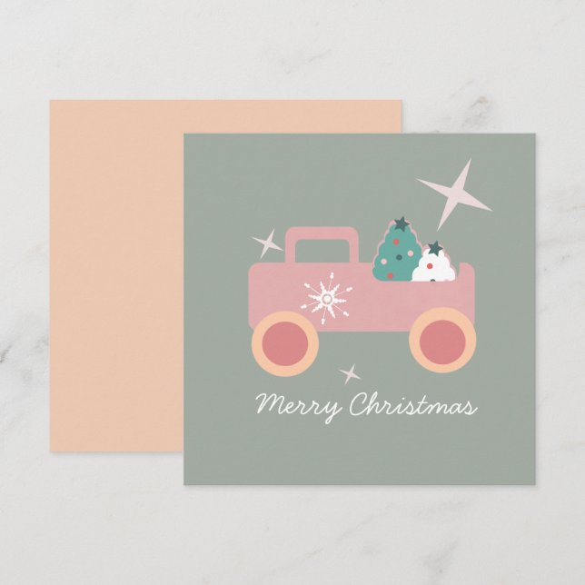 Cartão Biscoitos de Natal Groovy de Caminhão Antigo (Frente/Verso)