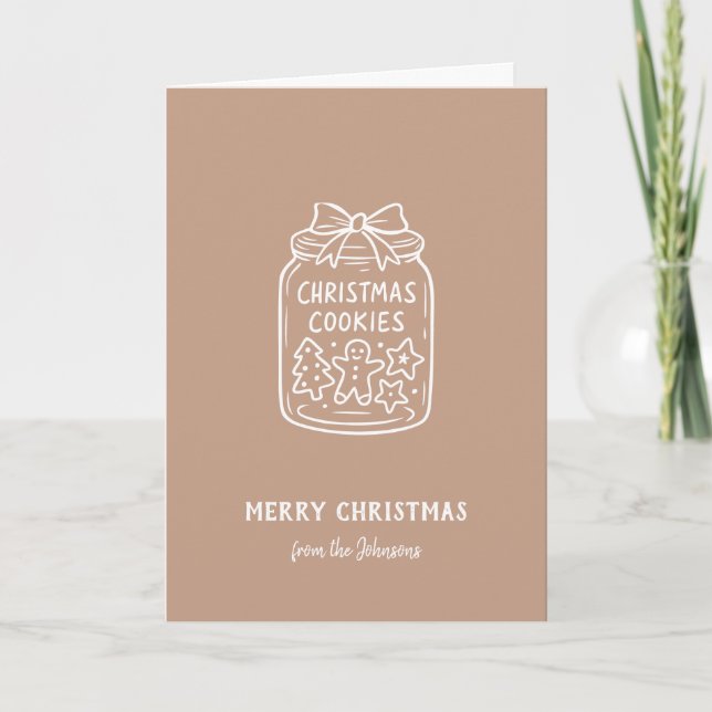 Cartão Biscoitos Personalizados de Natal com Nome da Famí (Frente)