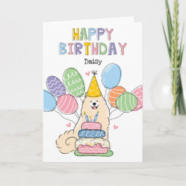 Cartão Biscuit White Samoyed Dog Feliz Aniversário