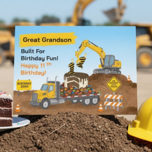 Cartão Bisneto Aniversário de 11 anos no canteiro de obra