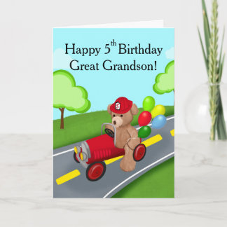 Cartão Bisneto Feliz Aniversário de 5 Anos Urso Caminhão