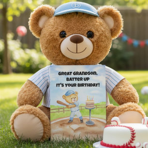Cartão Bisneto Feliz Aniversário Urso de Pelúcia de Beise