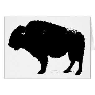 Cartão Bison de Búfalo de Pop Preto e Branco