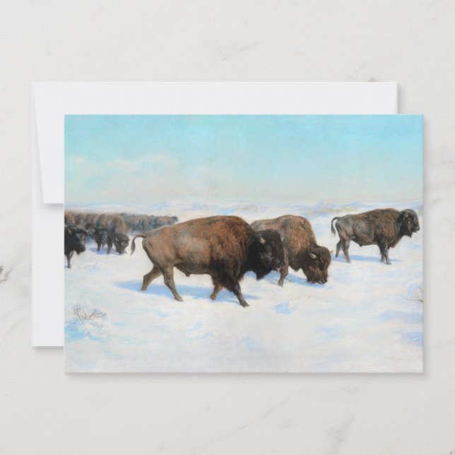 Cartão Bison in the Snow (por Rosa Bonheur) (Frente)