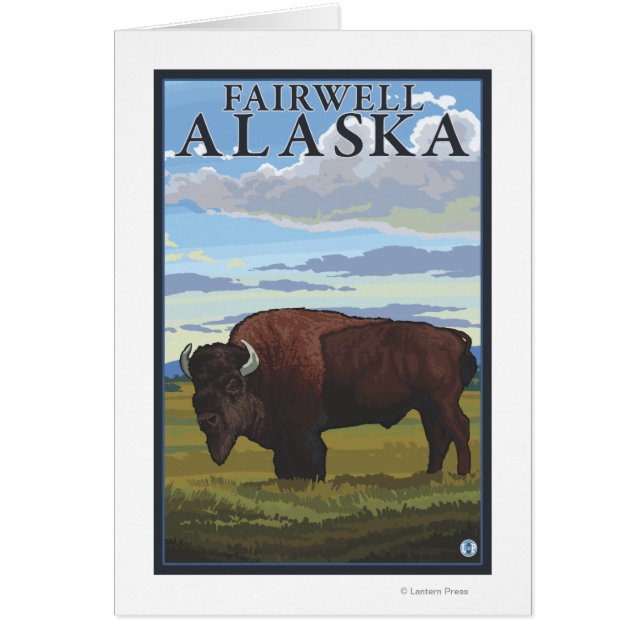 Cartão Bison Scene - Fairwell, Alaska (Frente)