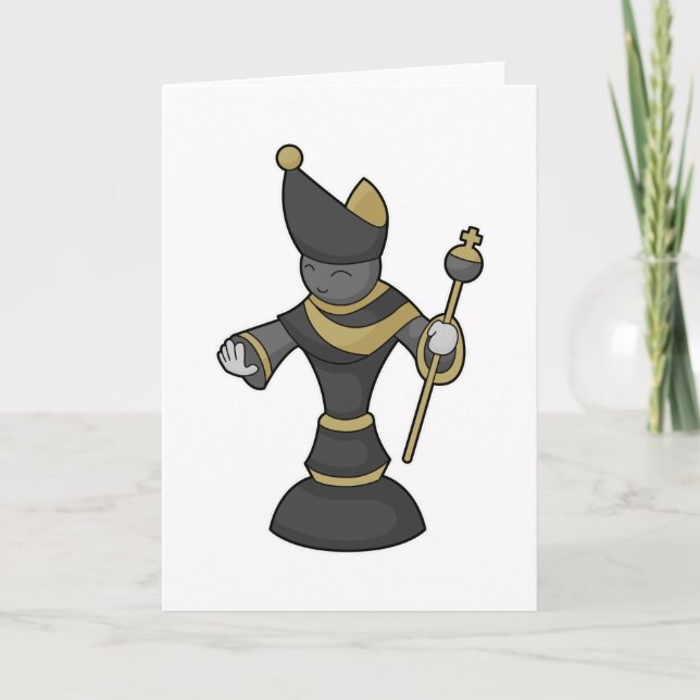 Cartão Bispo peça de xadrez Staff Xadrez (Frente)