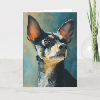 Cartão Black and brown chihuahua watercolor portrait