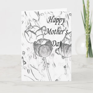Cartão Black and white flowers